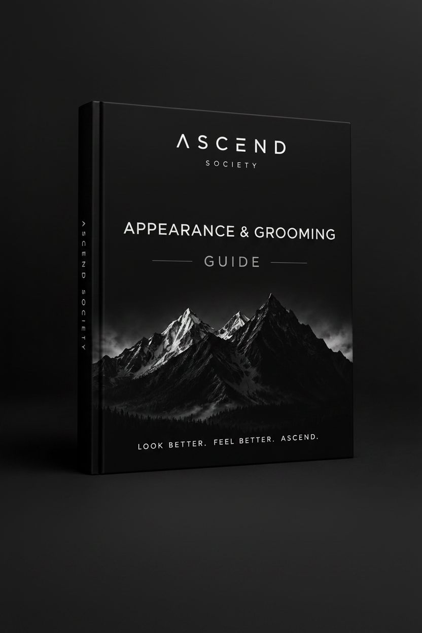 THE ULTIMATE APPEARANCE GUIDE book cover featuring mountains and stylish design on a dark background.
